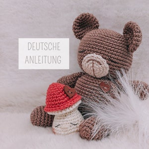 Modello all'uncinetto per l'orso "Sleepy", orso all'uncinetto, orsetto amigurumi, peluche all'uncinetto, modello all'uncinetto tedesco come file PDF