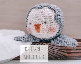 Crochet a penguin cuddly blanket, crochet instructions for a cuddly blanket, crochet a penguin, German instructions, crochet idea for a birth, PDF as a download