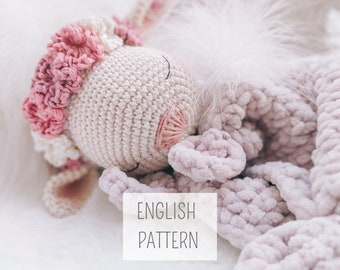 English crochet pattern, "Little Sheep - Lovey", crochet pattern lovey, crochet sheep, crochet gift for babies, PDF as digital download,