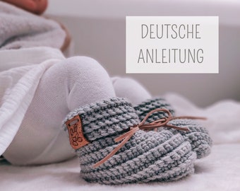 Häkelanleitung für Babyschuhe, deutsche Häkelanleitung für Anfänger, häkeln für Babys, Häkeln zur Geburt, PDF-Datei als digitaler Download