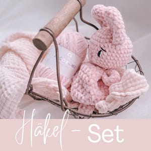 Häkelset für Anfänger | DIY Set für einen Hasen als Schmusetuch | Kreatives Häkelpaket mit Häkelanleitung und hochwertigem Häkelzubehör