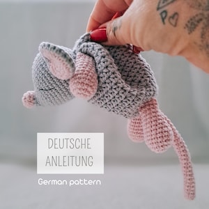Patrón de crochet para un ratón como edredón, ratón de crochet, instrucciones en alemán, idea de crochet para nacimiento, PDF como descarga digital