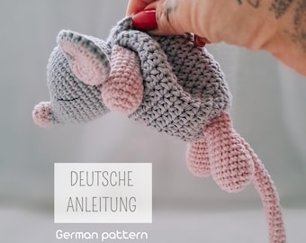 Haakpatroon voor een muis als knuffel, haakmuis, Duitse instructies, haakidee voor de geboorte, PDF als digitale download
