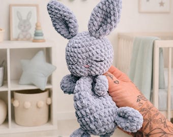 Handmade baby gift for a newborn | Crocheted bunny as a practical cuddly toy | Baby shower gift idea | Crocheted baby toy
