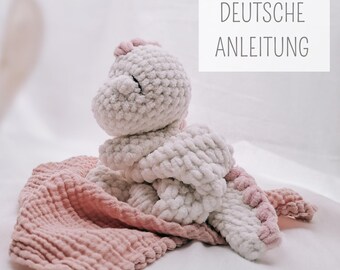Crochet pattern for a cuddly toy | German crochet pattern for a little dinosaur | Crochet a cuddly toy | Crochet for beginners | PDF