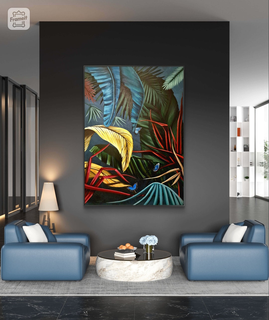 JUNGLE Leaves Botanic Art Acrylic Painting Painting on Stretched Canvas