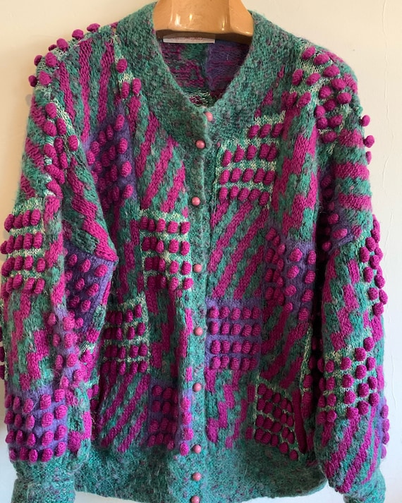 Vintage oversized Wool mohair 1980s cardigan
