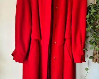 Vintage 80s Red wool cashmere coat