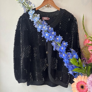 Vintage 80s Black Sequin Cardigan