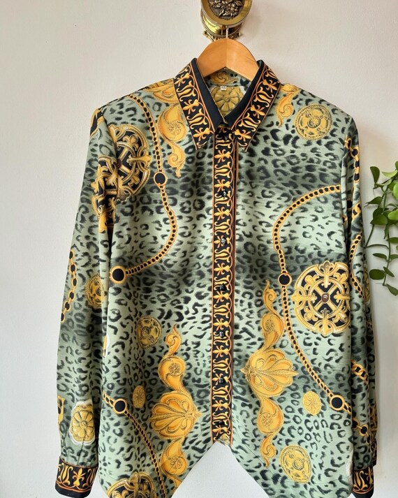 Blusa llamativa vintage con estampado de cadenas de los anos 80 Etsy Mexico
