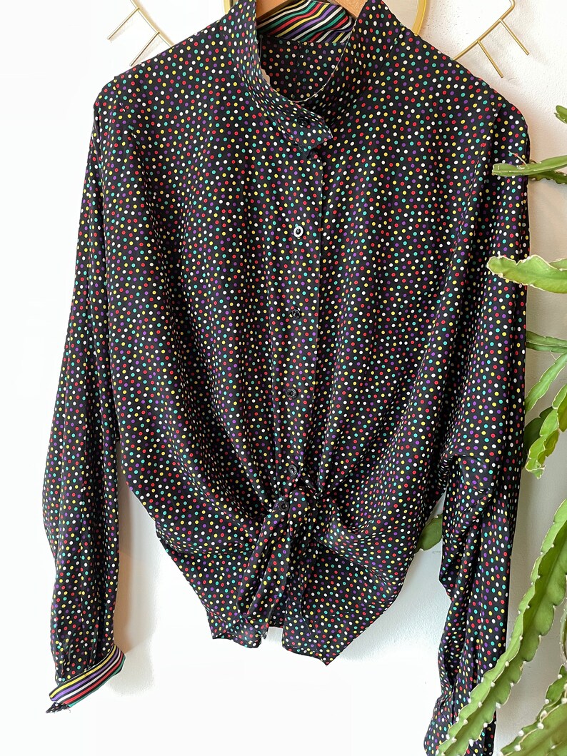 Vintage polkadot stripe blouse
