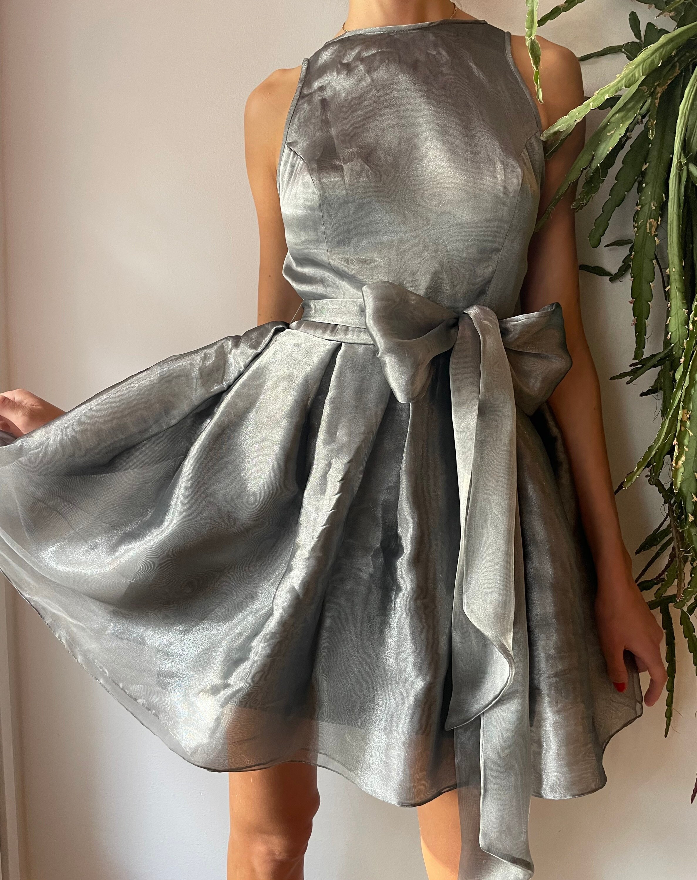 silver organza dress