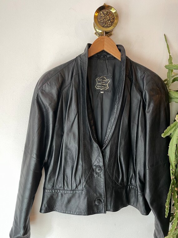 Vintage 1980s black leather jacket - image 2