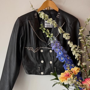 1980s Vintage Black Silver Studs Jacket