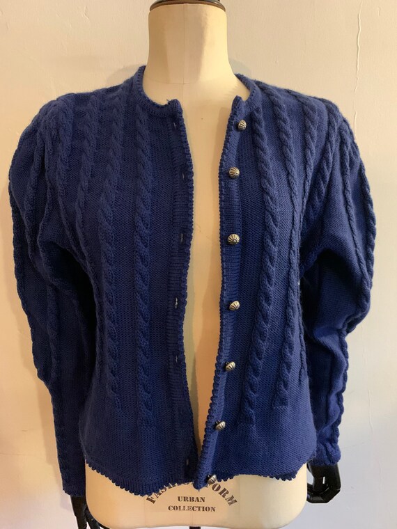 Vintage wool blue embroidered cardigan