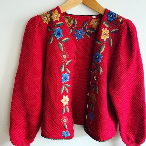 Vintage Embroidered wool cardigan