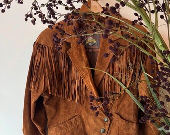 80年代ヴィンテージブラウンスエードフリンジジャケット - Etsy 日本