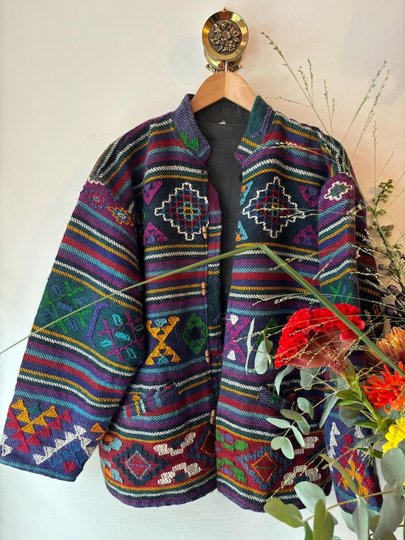 60〜70s vintage wool collarless jacket Vintage 1970s Wool Embroidered Jacket - Etsy