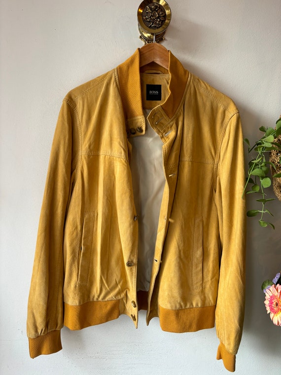 Vintage Yellow suede Hugo Boss jacket - image 2