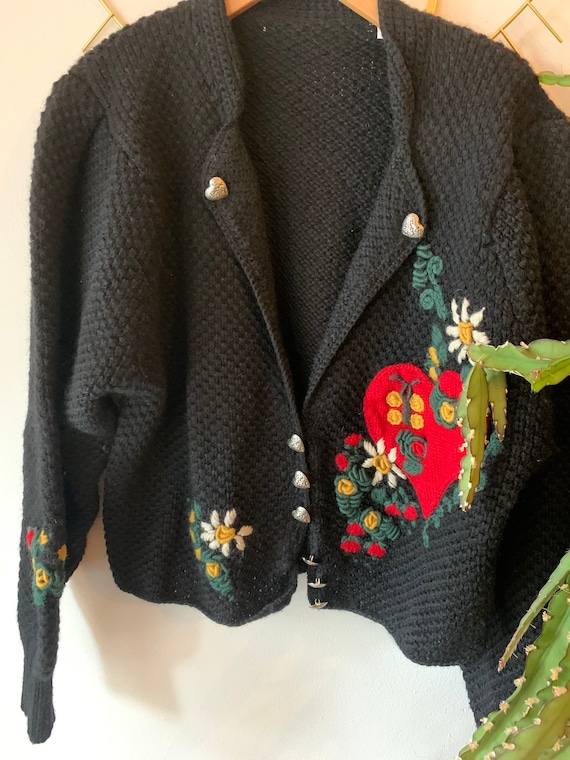 Vintage black Embroidered folkore cardigan
