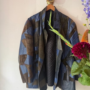 Vintage 1980s Suede Leather Patchwork Jacket