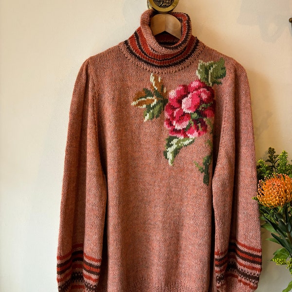 Vintage-Strickwaren aus Wolle und Mohair aus den 1980er Jahren mit Blumenmuster