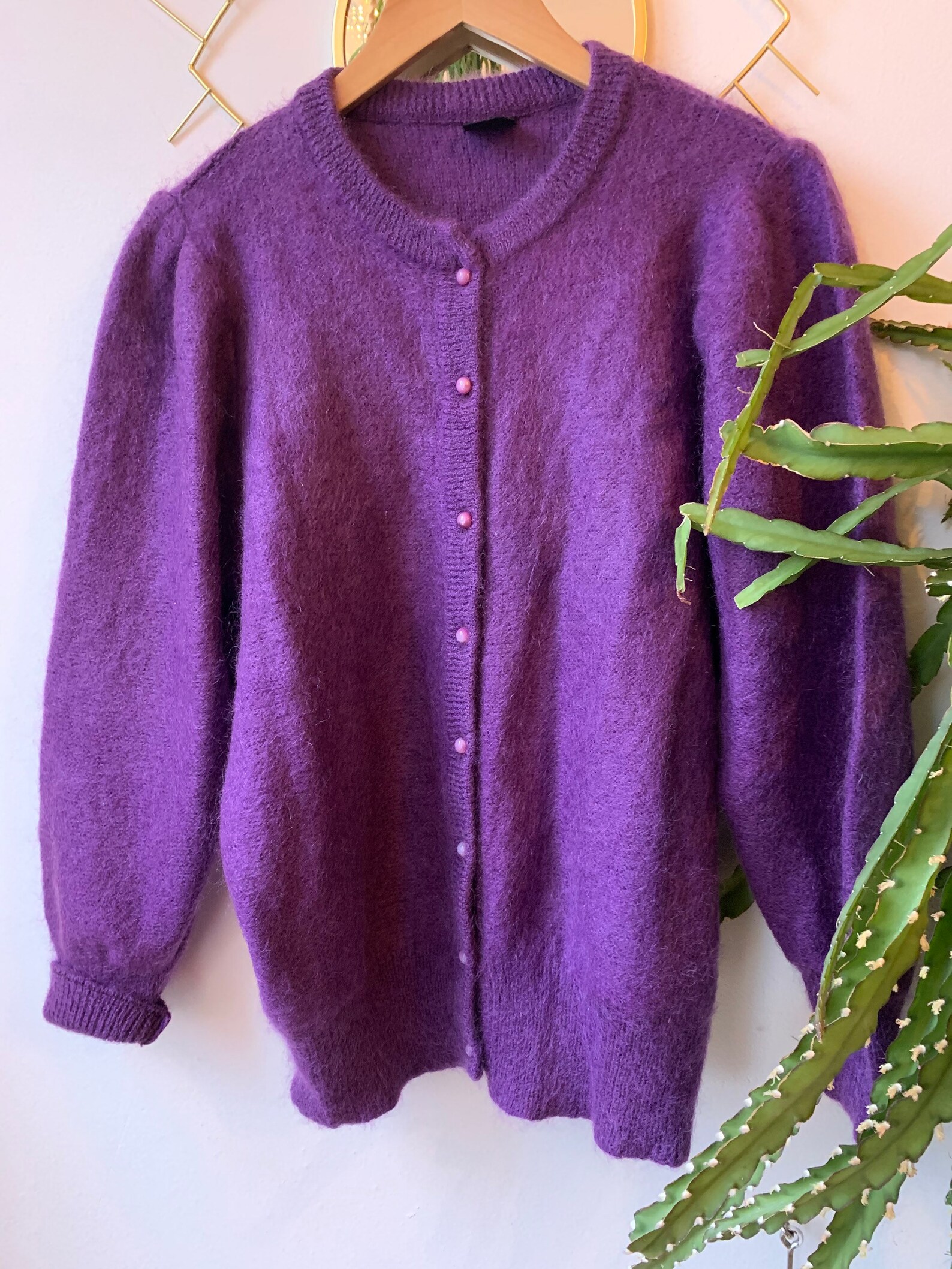 Purple mohair basic cardigan | Etsy