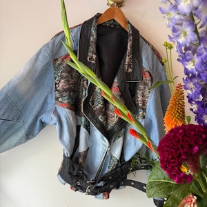 Vintage 80s Denim Patchwork statement Jacket