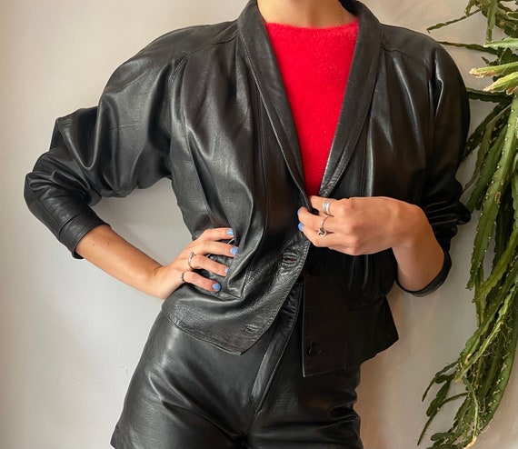 Vintage 1980s black leather jacket - image 10