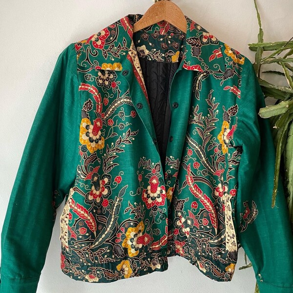 Vintage handmade batik bomber jacket