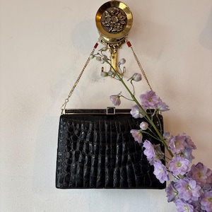 Vintage 70er Jahre Leder Abendtasche