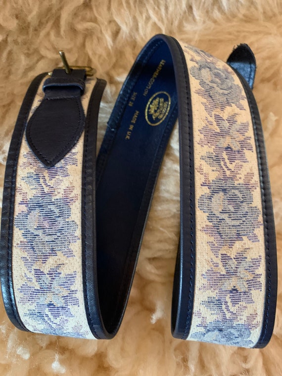 Vintage blue leather Laura Ashley Embroidered belt