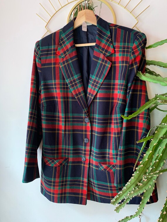 Vintage tartan oversized blazer
