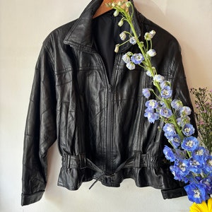 Vintage 1980s black leather patchwork jacket
