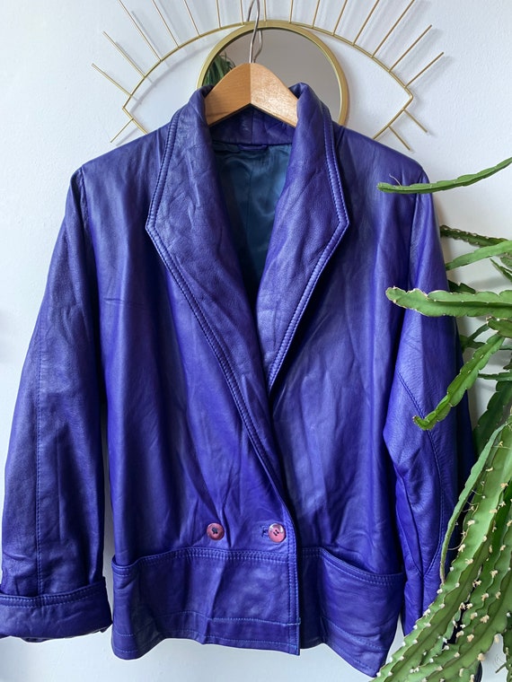 80s soft Leather purple jacket