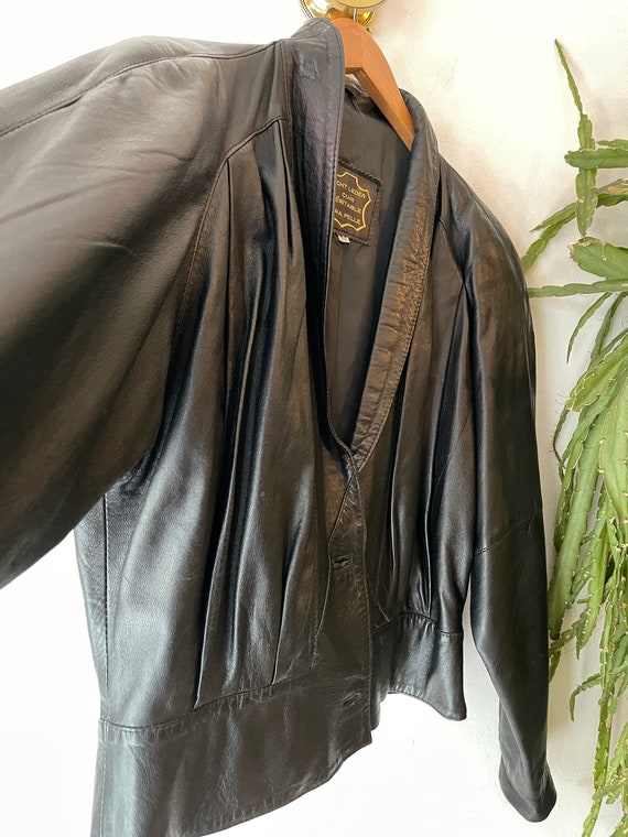 Vintage 1980s black leather jacket - image 9