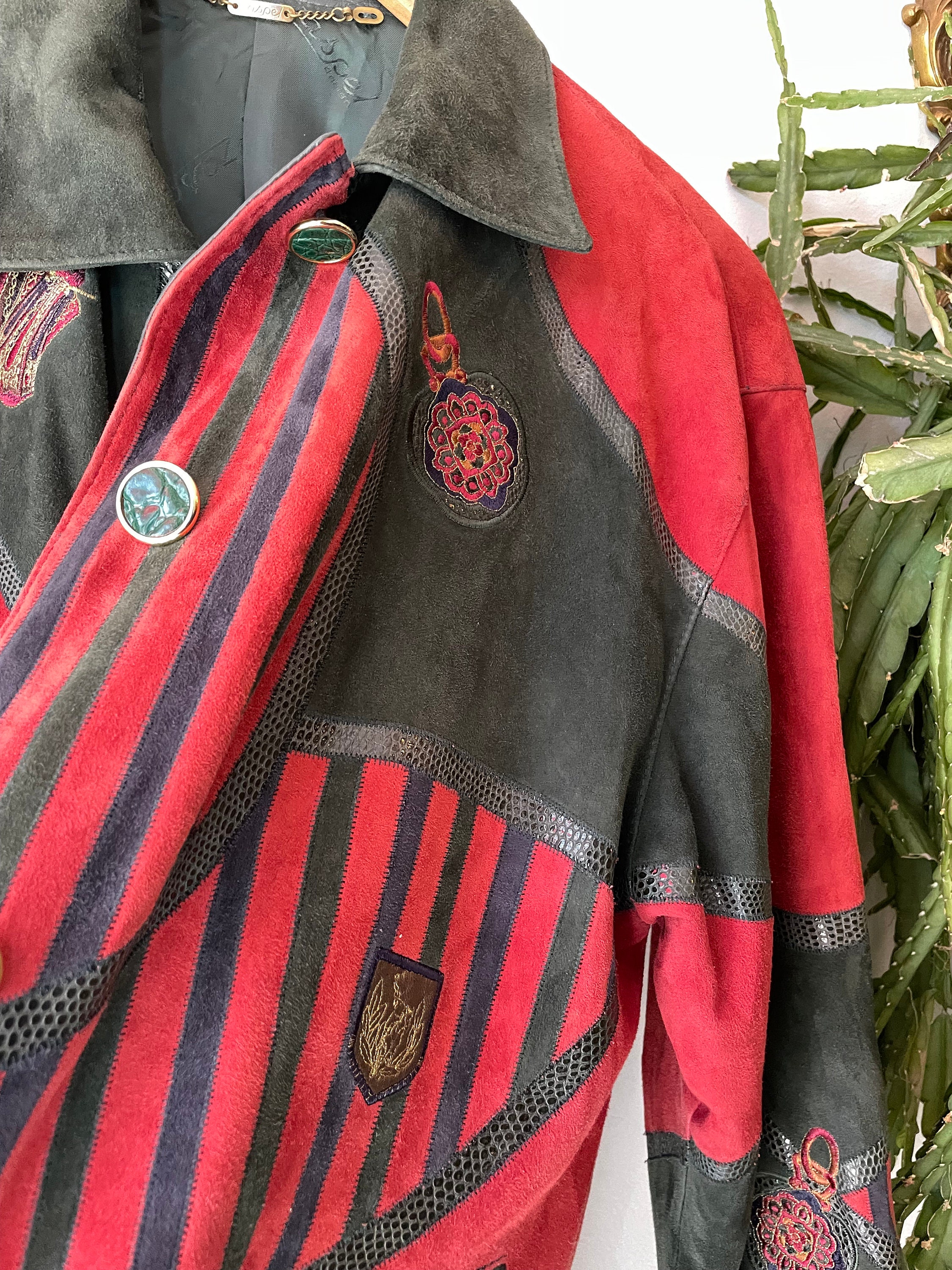 Vintage 80s Zaspel Leather Suede Embroidered Coat - Etsy Vintage 80s Zaspel Leather Suede Embroidered Coat - Etsy