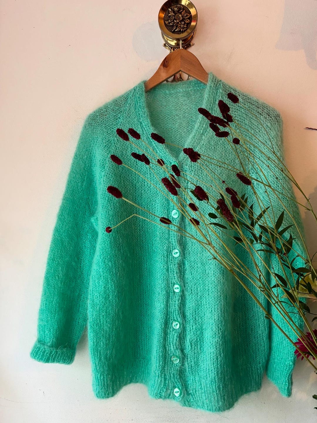 80年代ヴィンテージ モヘアウール カーディガン - Etsy 日本