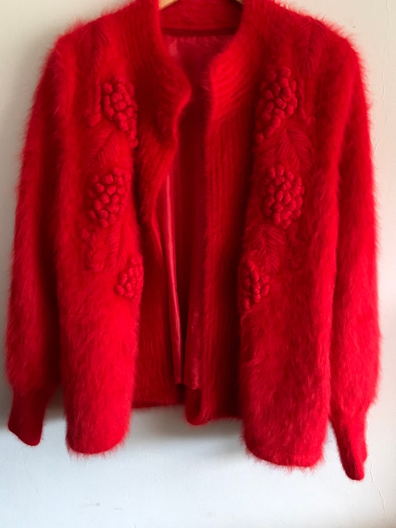 Vintage angora Embroidered cardigan