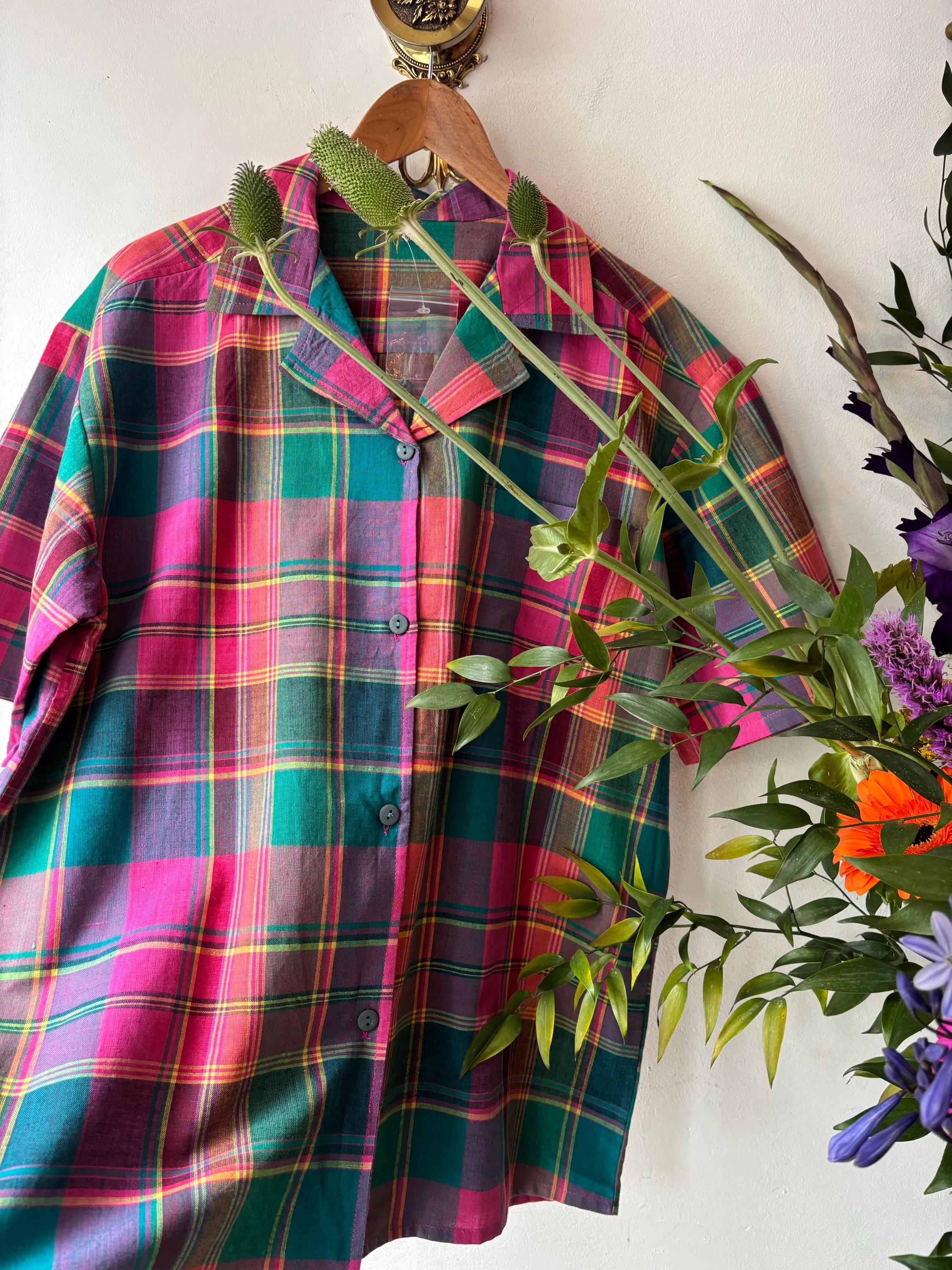 1980s Multi color cotton blouse