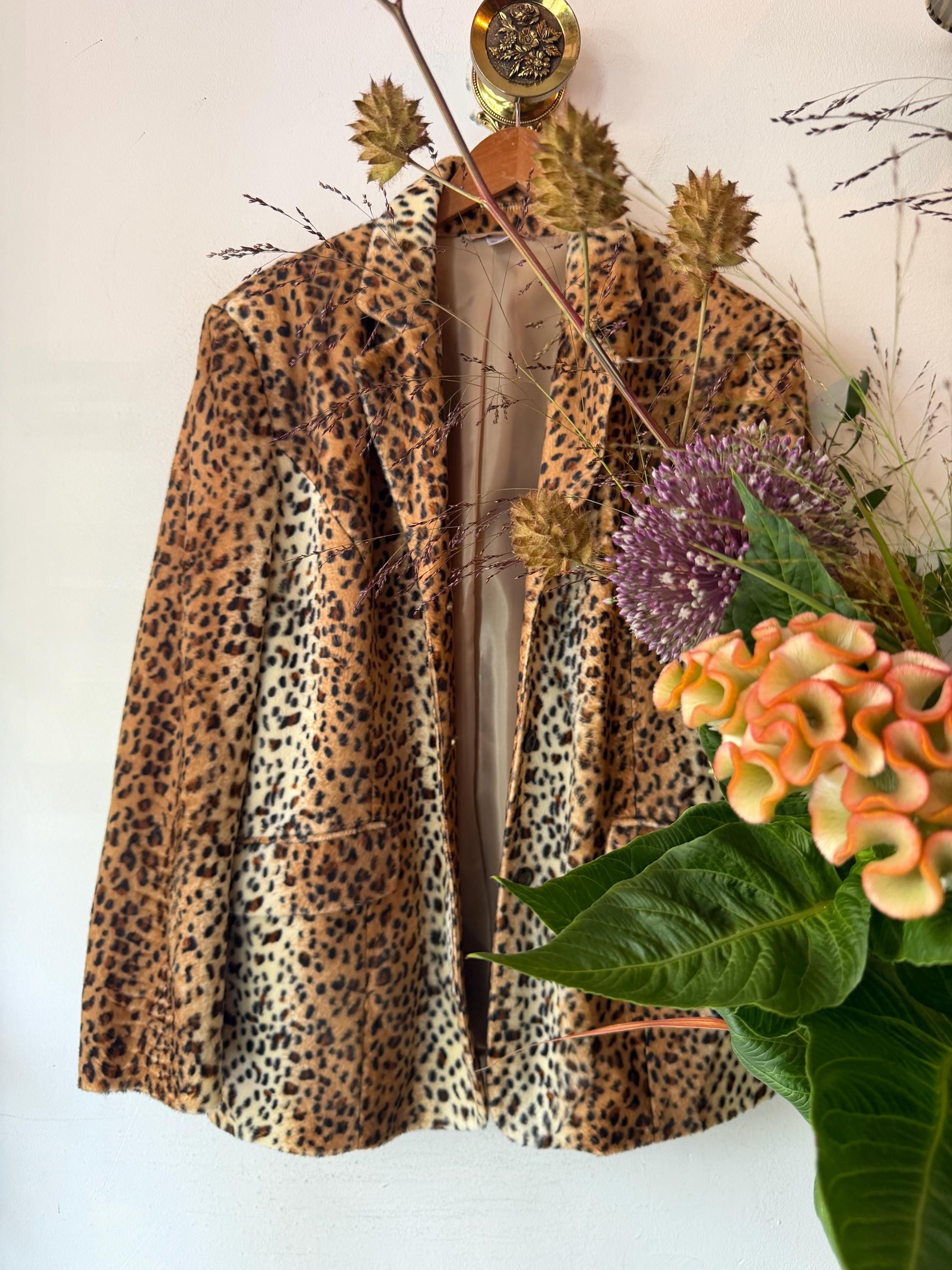 Vintage Long Leopard Faux Fur Coat - Etsy