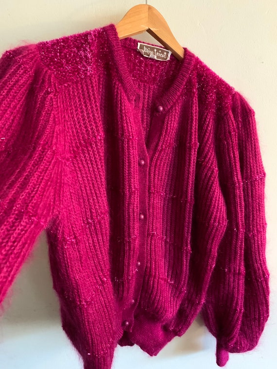 Vintage pink glitter mohair cardigan
