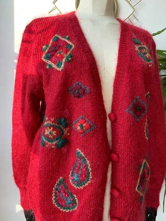 Mohair embroidered mohair cardigan