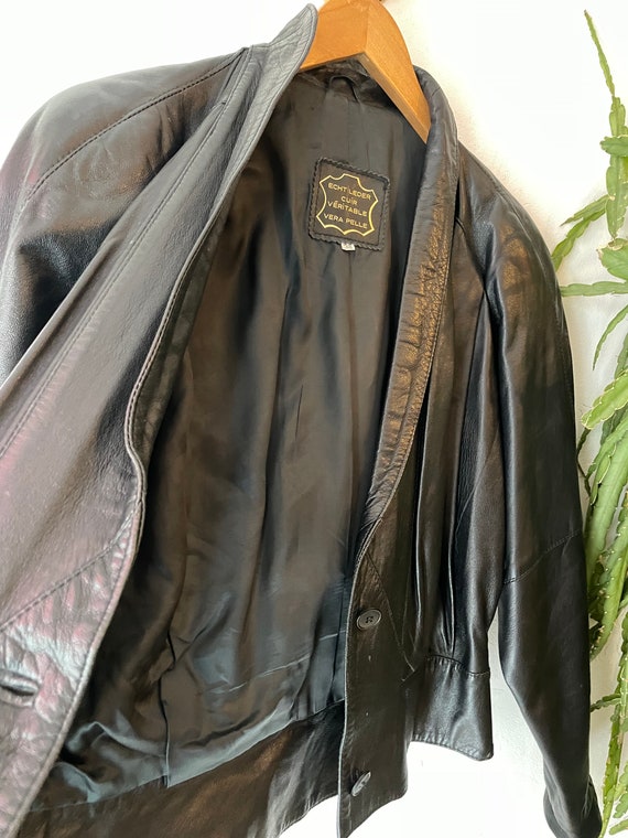 Vintage 1980s black leather jacket - image 6