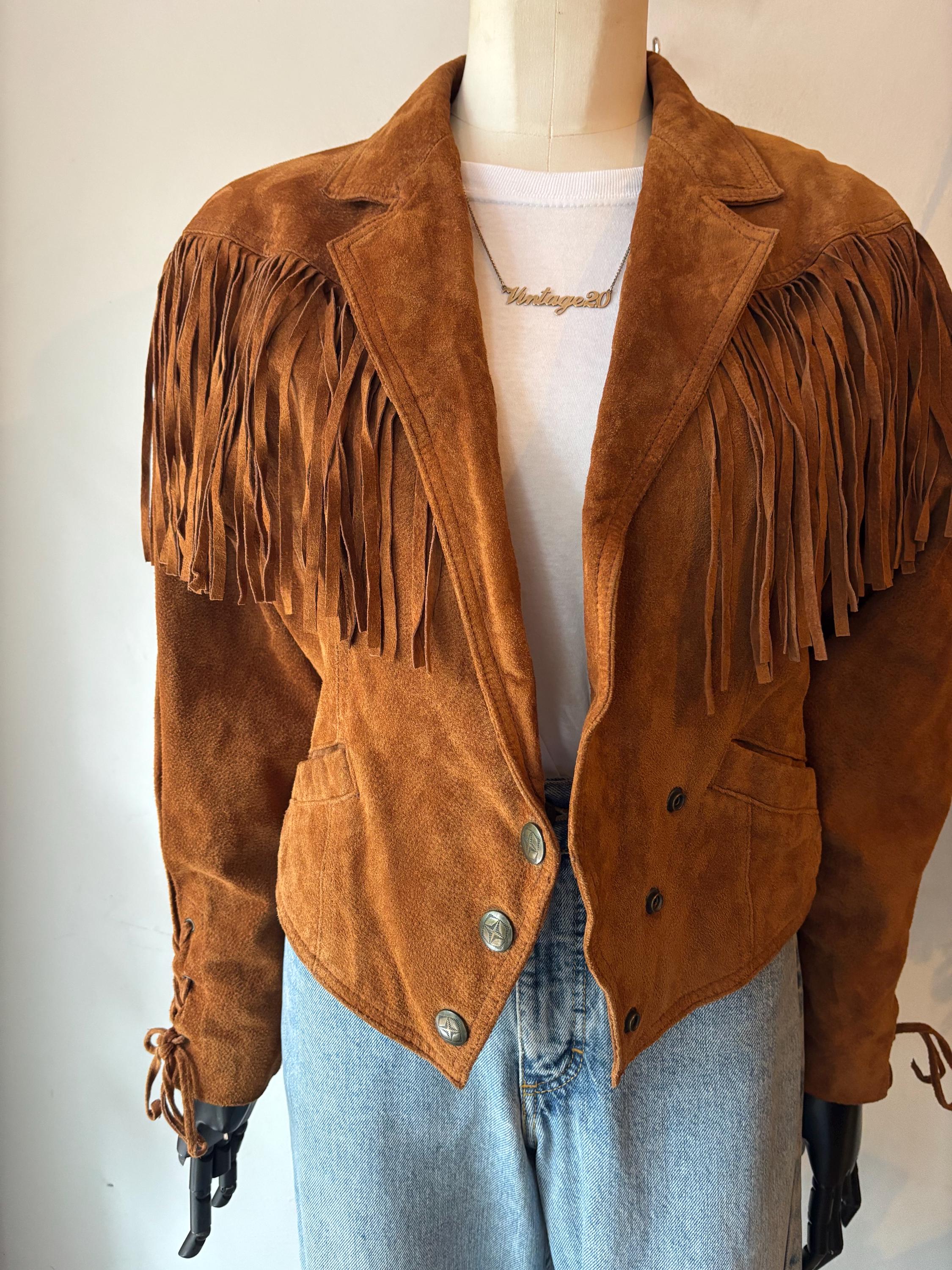 80年代ヴィンテージブラウンスエードフリンジジャケット - Etsy 日本