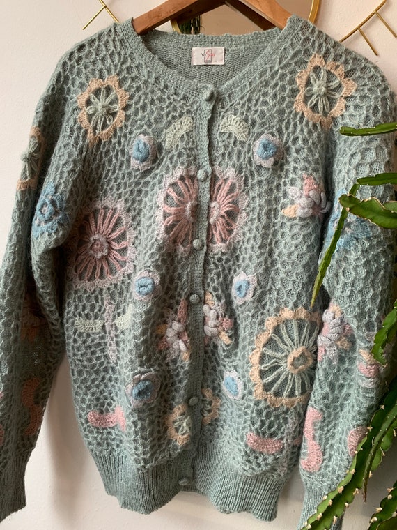 Vintage crochet flower cardigan