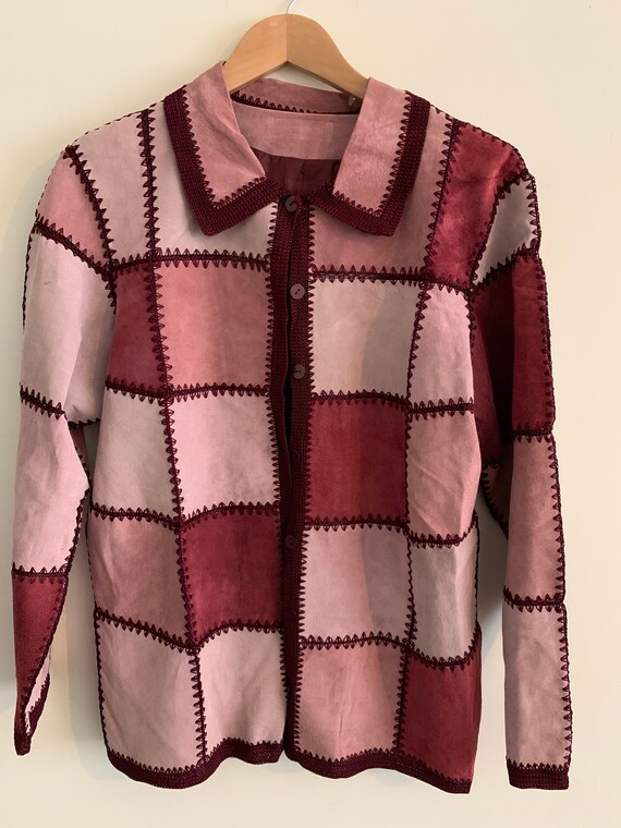 Vintage suède patchwork cardigan jacket