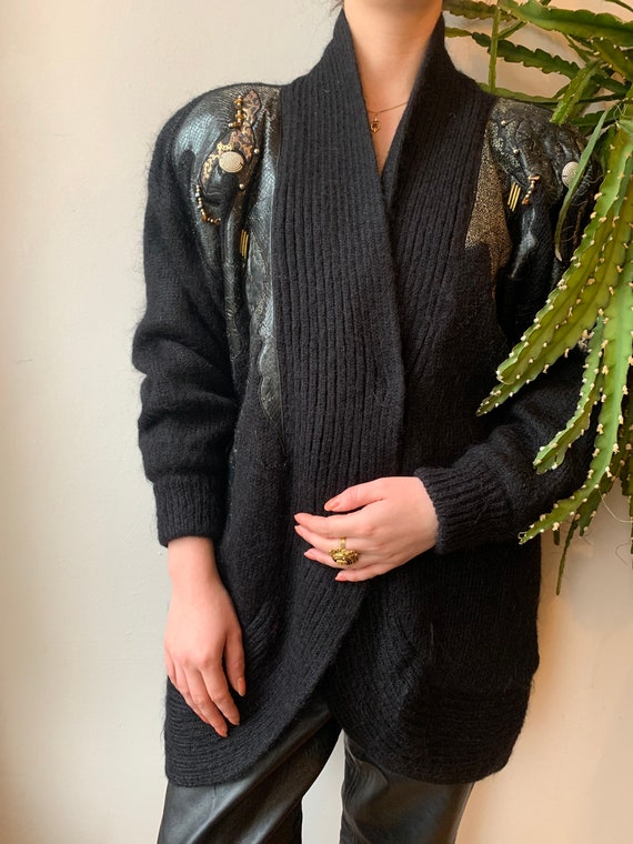 Black embroidered cardigan