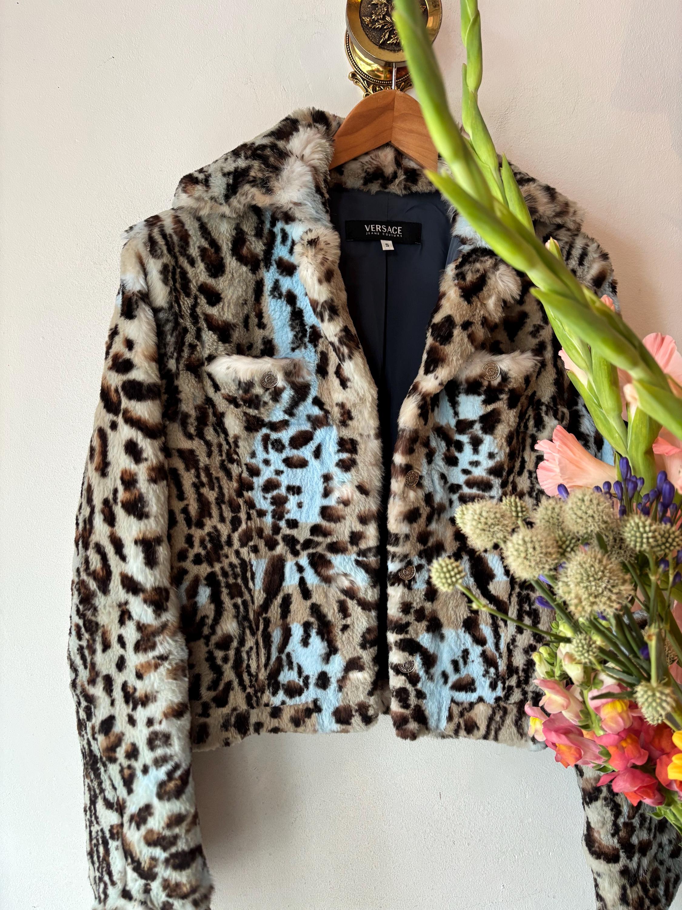 Vintage 80s Fur Leopard Versace Jeans Couture Jacket - Etsy
