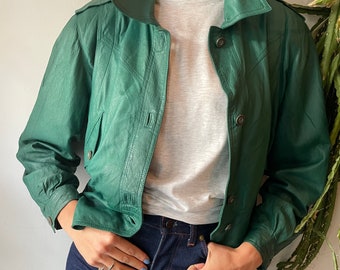 Vintage 80s green leather Leonardo jacket Vintage 80s green leather Leonardo jacket